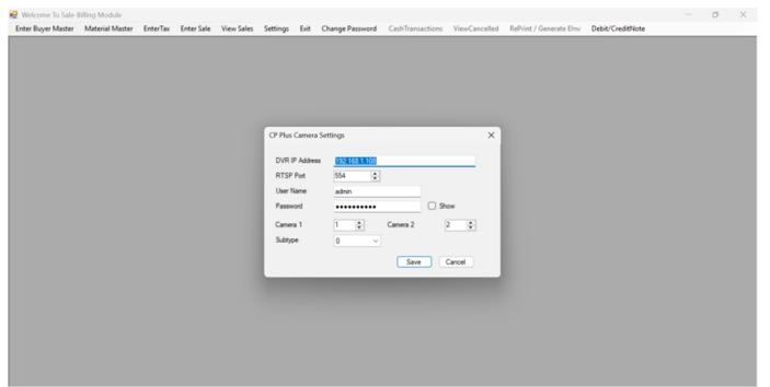 Earlier camera settings dialog with a shared DVR IP and login